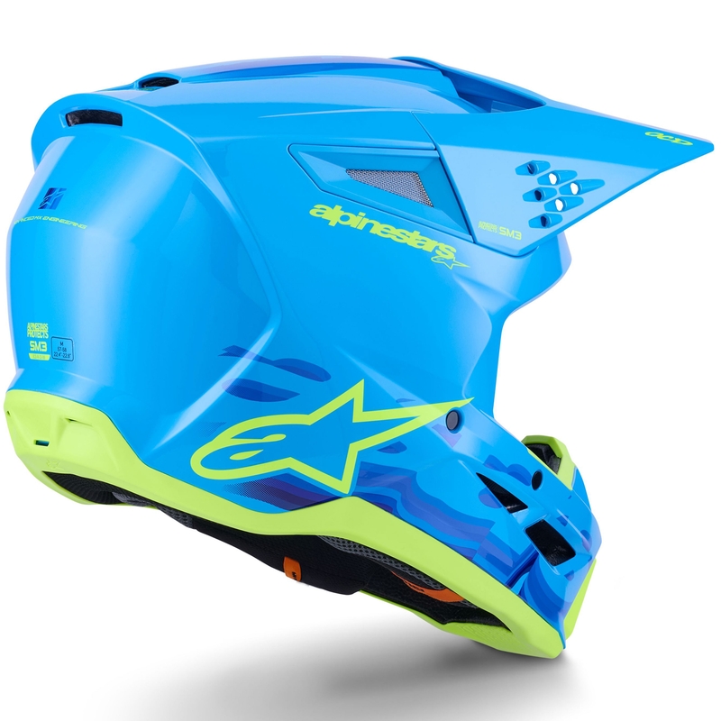 Alpinestars S-M3 Force zili-fluo dzeltena motokrosa ķivere