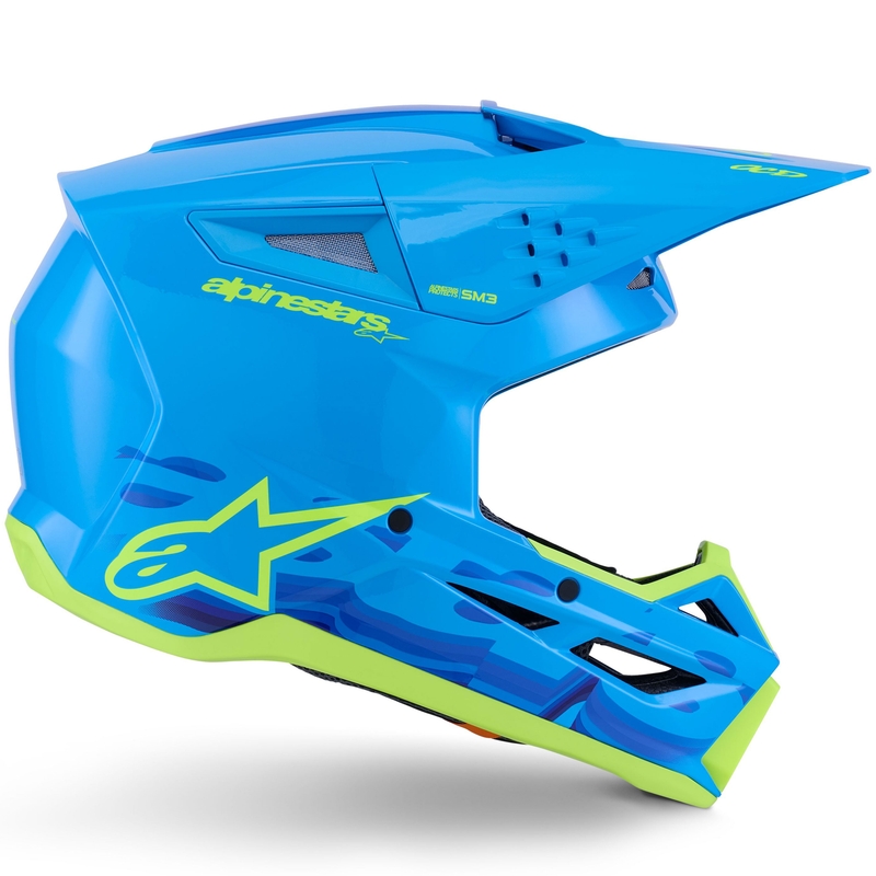 Alpinestars S-M3 Force zili-fluo dzeltena motokrosa ķivere
