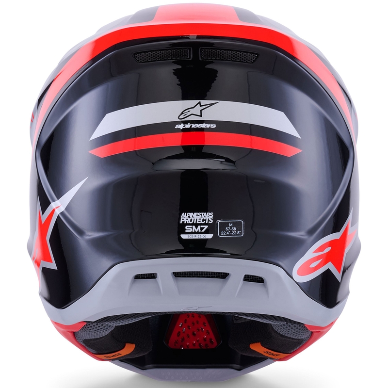Alpinestars SM7 Rise motokrosa ķivere melna-sudraba-fluo sarkana