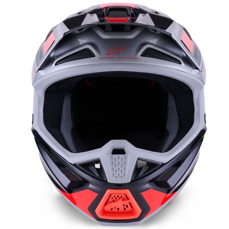 Alpinestars SM7 Rise motokrosa ķivere melna-sudraba-fluo sarkana