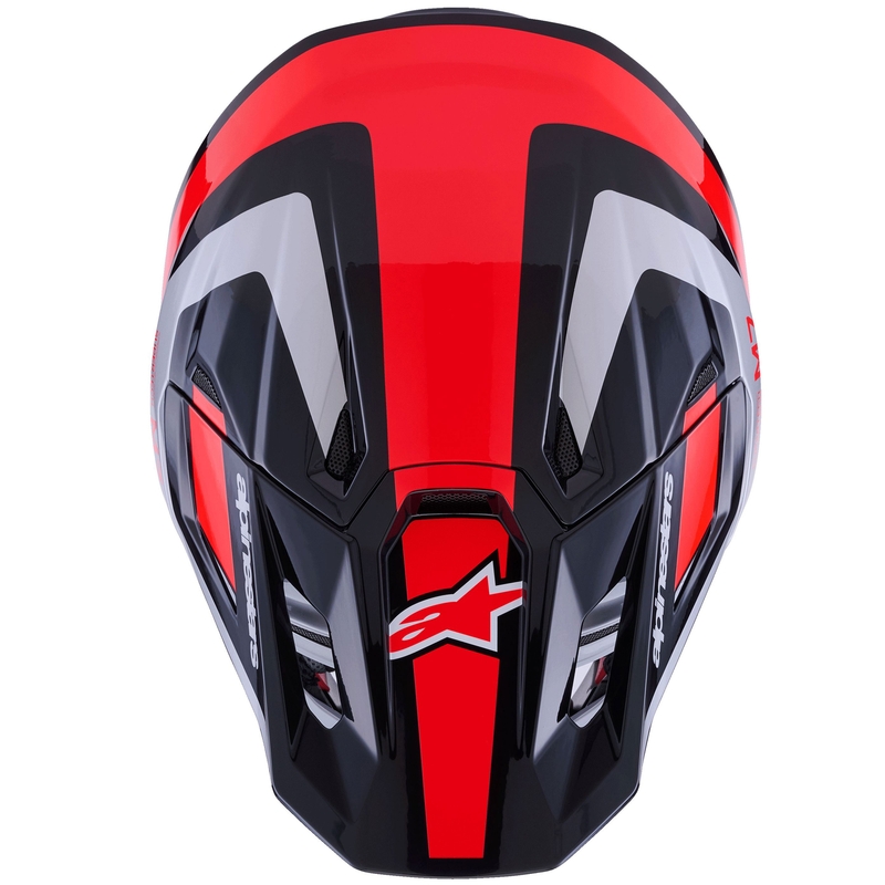 Alpinestars SM7 Rise motokrosa ķivere melna-sudraba-fluo sarkana