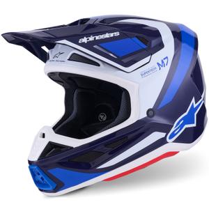 Alpinestars SM7 Rise motokrosa ķivere zilā un baltā krāsā