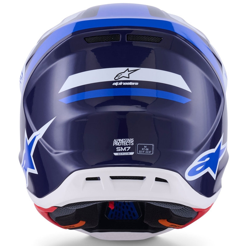 Alpinestars SM7 Rise motokrosa ķivere zilā un baltā krāsā