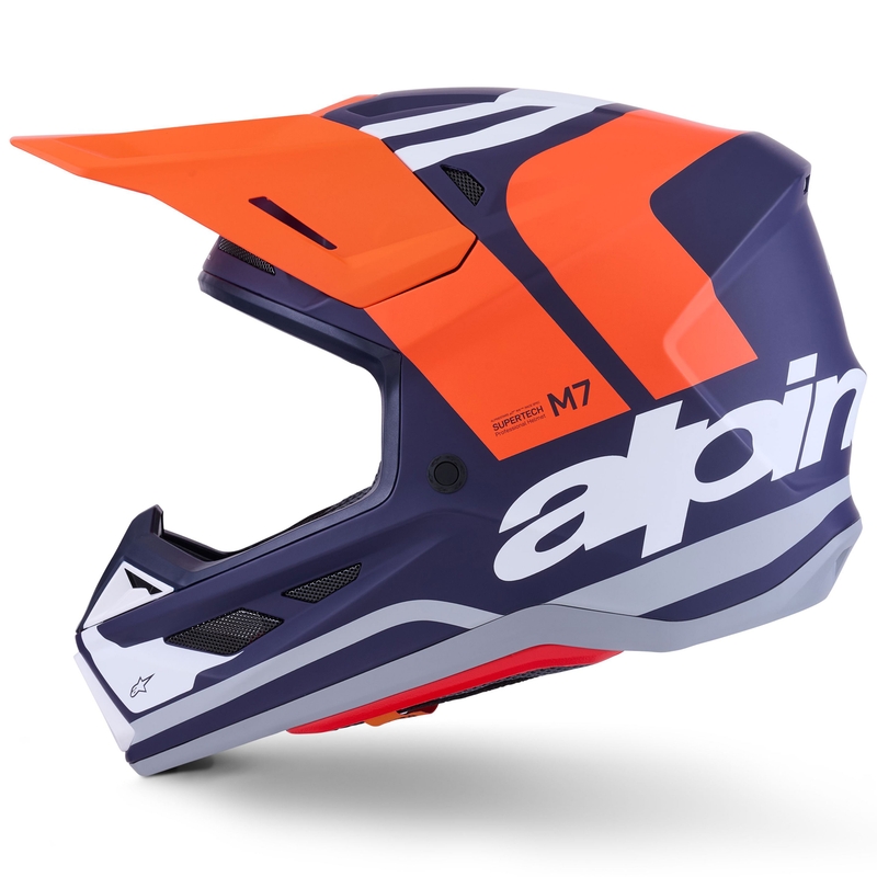 Alpinestars SM7 Core motokrosa ķivere matēta oranži-zilā-baltā krāsā