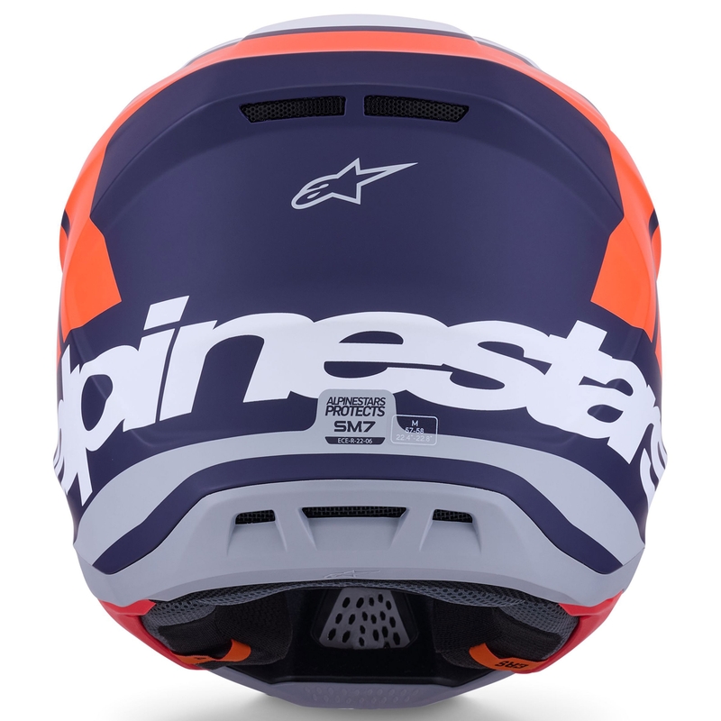 Alpinestars SM7 Core motokrosa ķivere matēta oranži-zilā-baltā krāsā