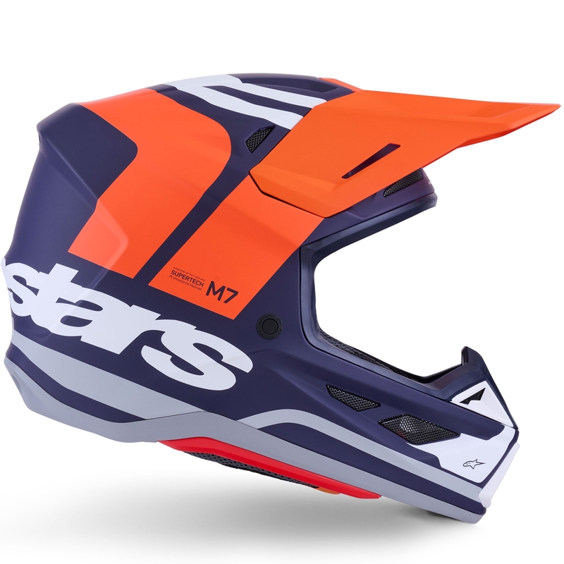 Alpinestars SM7 Core motokrosa ķivere matēta oranži-zilā-baltā krāsā