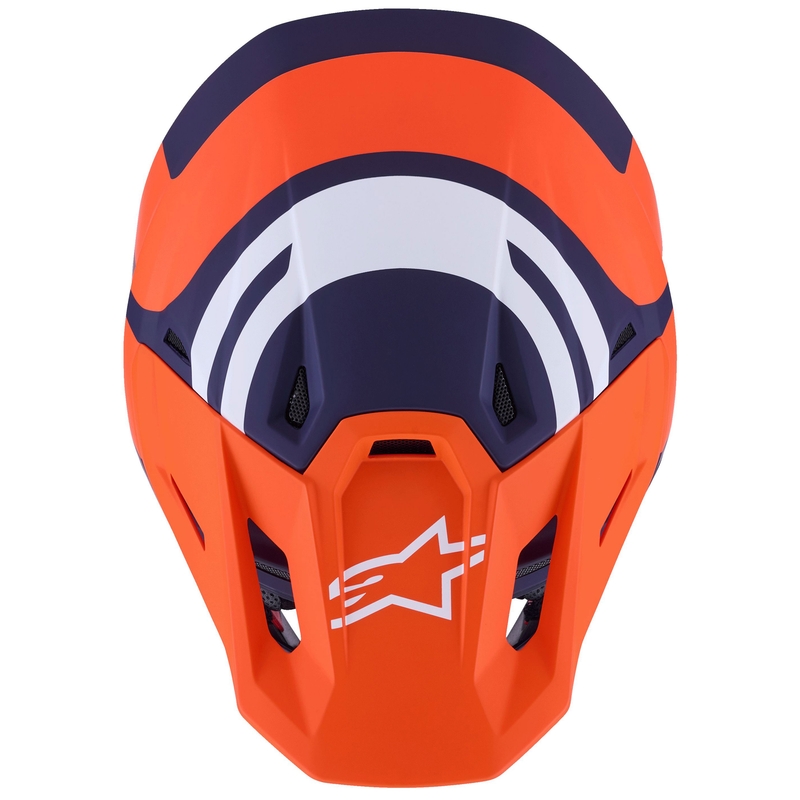 Alpinestars SM7 Core motokrosa ķivere matēta oranži-zilā-baltā krāsā
