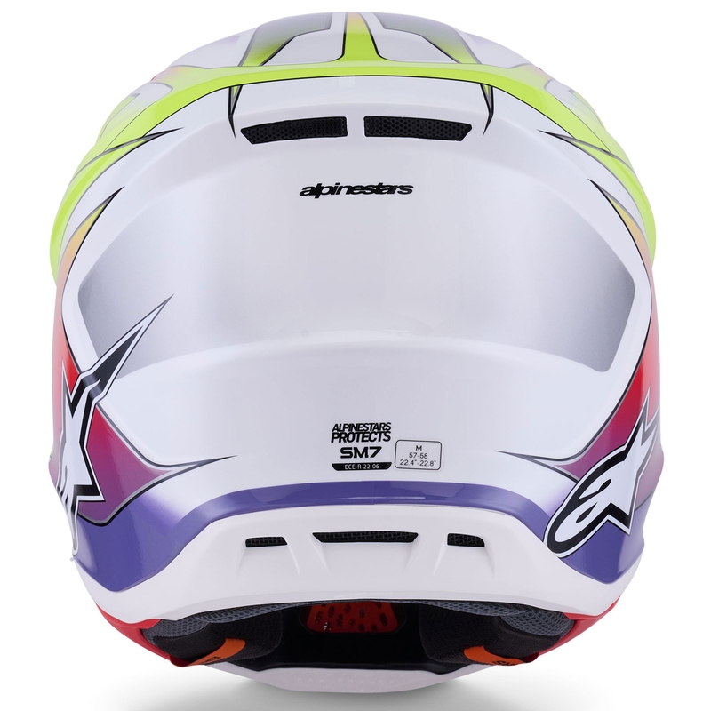 Alpinestars SM7 Fuse motokrosa ķivere balta-fluo dzeltena-violeta