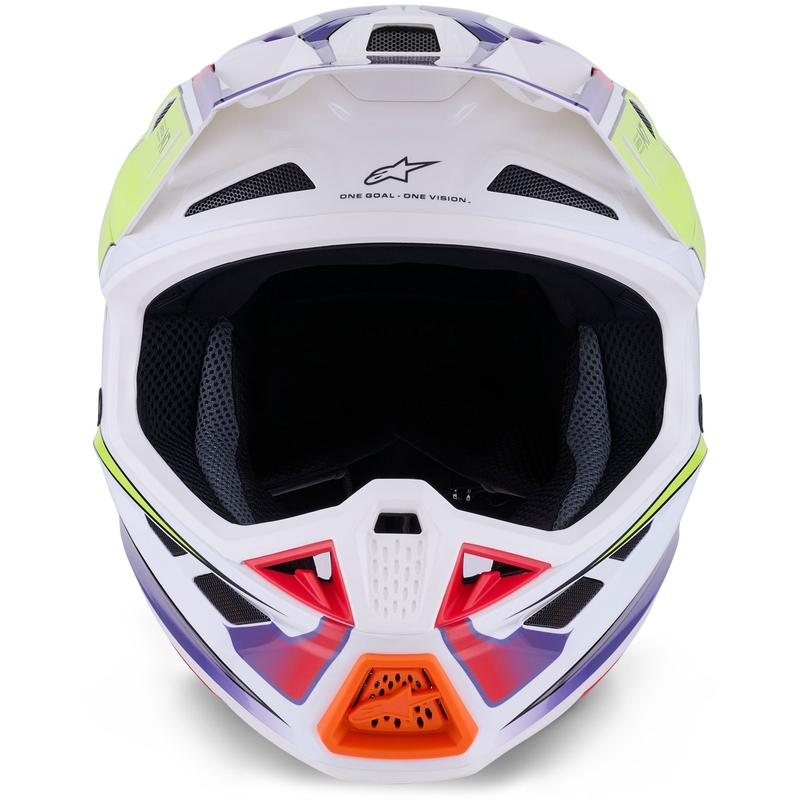 Alpinestars SM7 Fuse motokrosa ķivere balta-fluo dzeltena-violeta