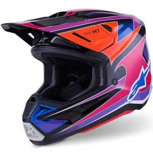 Alpinestars SM7 Fuse motokrosa ķivere zilā-violetā-rozā krāsā