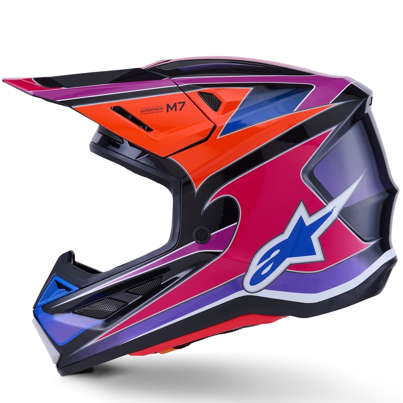 Alpinestars SM7 Fuse motokrosa ķivere zilā-violetā-rozā krāsā