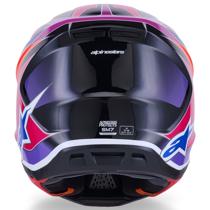 Alpinestars SM7 Fuse motokrosa ķivere zilā-violetā-rozā krāsā
