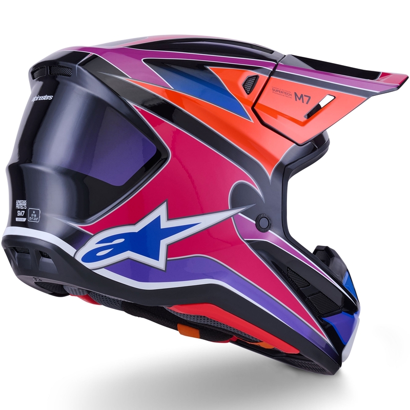 Alpinestars SM7 Fuse motokrosa ķivere zilā-violetā-rozā krāsā