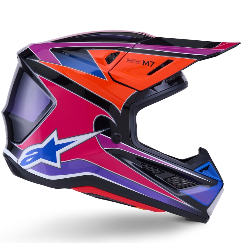 Alpinestars SM7 Fuse motokrosa ķivere zilā-violetā-rozā krāsā
