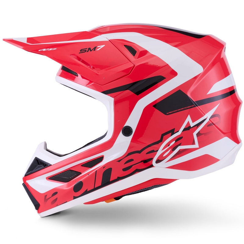 Alpinestars SM7 Deed motokrosa ķivere sarkanā-melnā-baltā krāsā