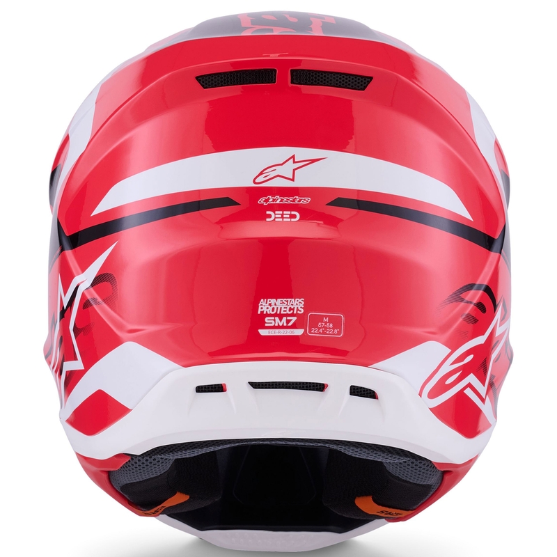 Alpinestars SM7 Deed motokrosa ķivere sarkanā-melnā-baltā krāsā