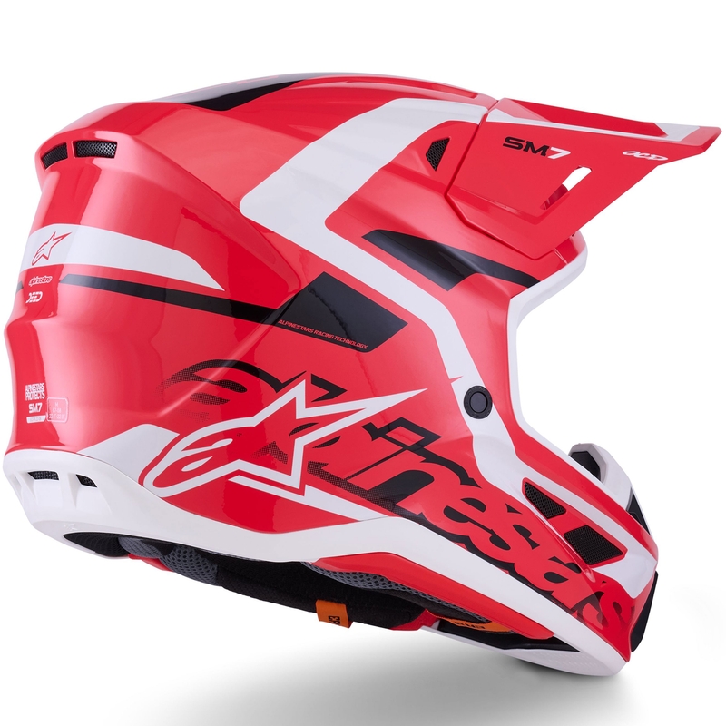 Alpinestars SM7 Deed motokrosa ķivere sarkanā-melnā-baltā krāsā
