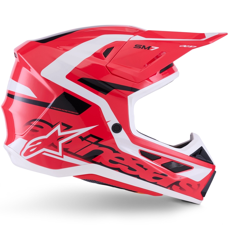 Alpinestars SM7 Deed motokrosa ķivere sarkanā-melnā-baltā krāsā