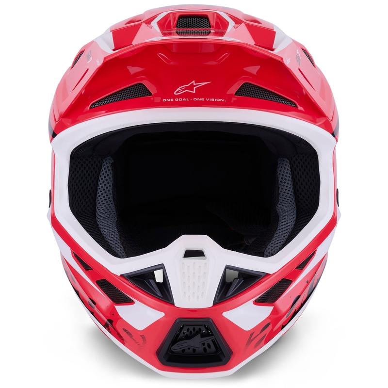 Alpinestars SM7 Deed motokrosa ķivere sarkanā-melnā-baltā krāsā