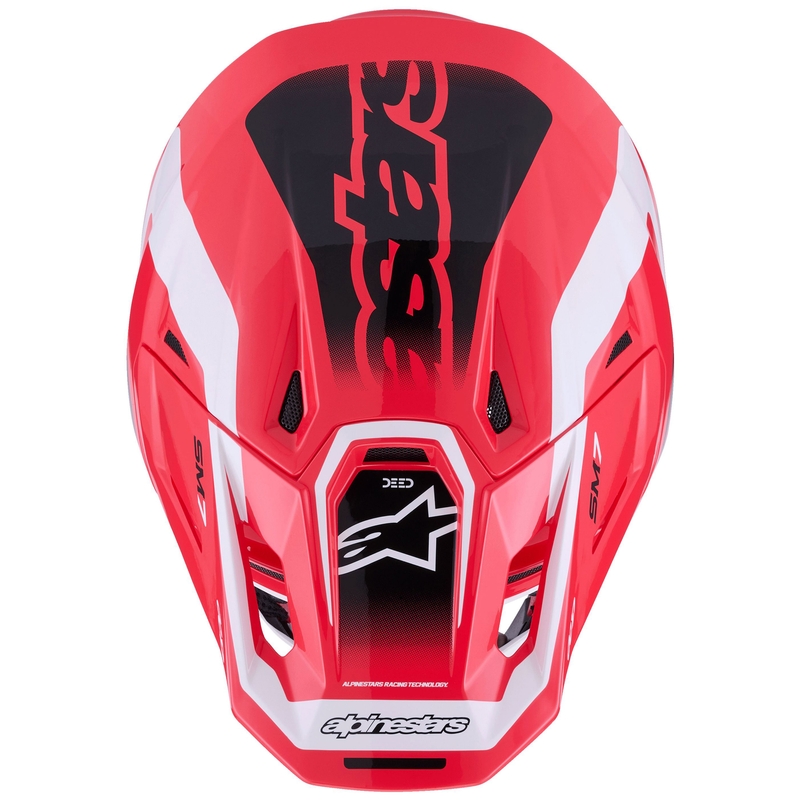 Alpinestars SM7 Deed motokrosa ķivere sarkanā-melnā-baltā krāsā