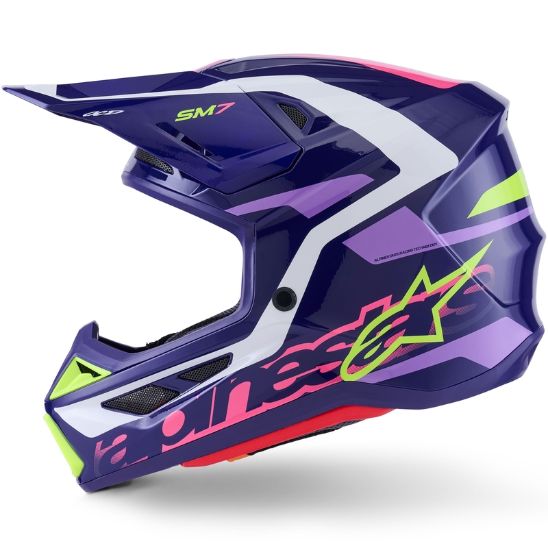 Alpinestars SM7 Deed motokrosa ķivere violeti-rozā-balti-fluo dzeltena