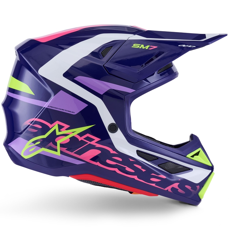 Alpinestars SM7 Deed motokrosa ķivere violeti-rozā-balti-fluo dzeltena