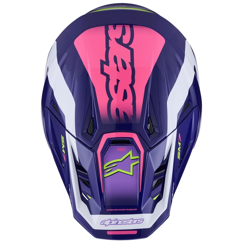 Alpinestars SM7 Deed motokrosa ķivere violeti-rozā-balti-fluo dzeltena