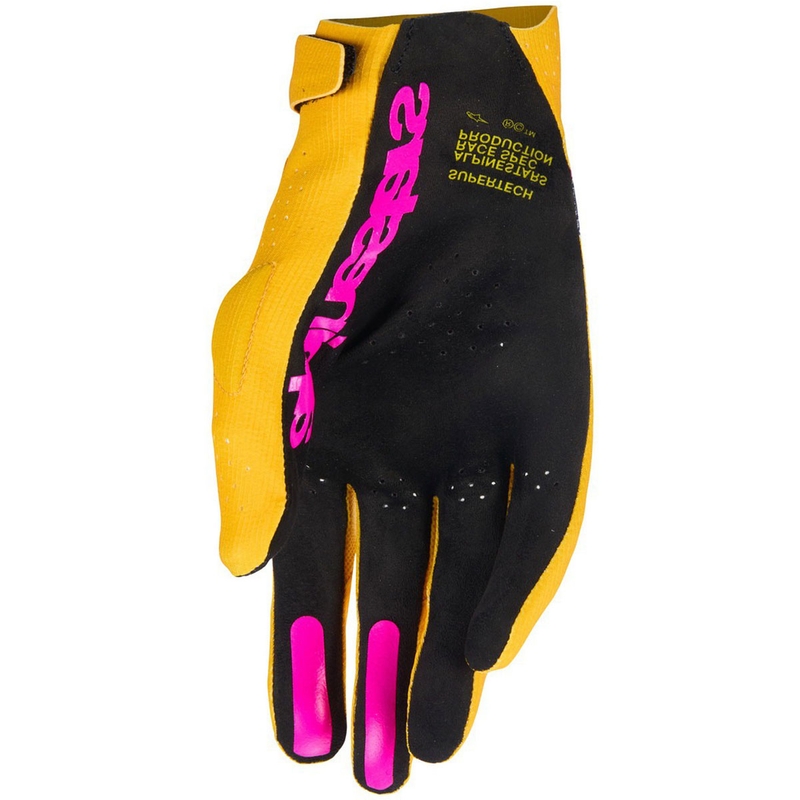 Alpinestars Supertech MX zelta-melni-fluo rozā motokrosa cimdi