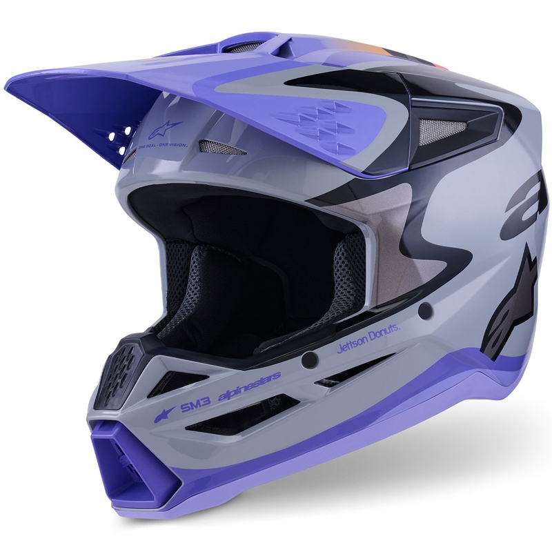 Alpinestars S-M3 motokrosa ķivere JETT LAWRENCE pelēki violeti melna