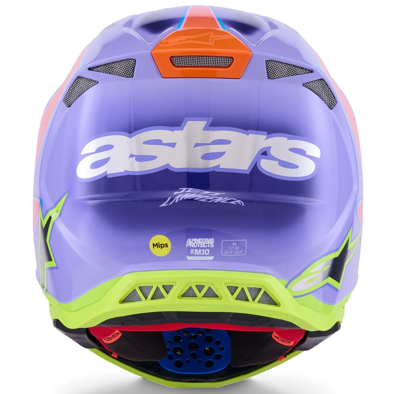 Motokrosa ķivere Alpinestars S-M10 JETT LAWRENCE R01 violeti-fluo rozā-fluo dzeltena