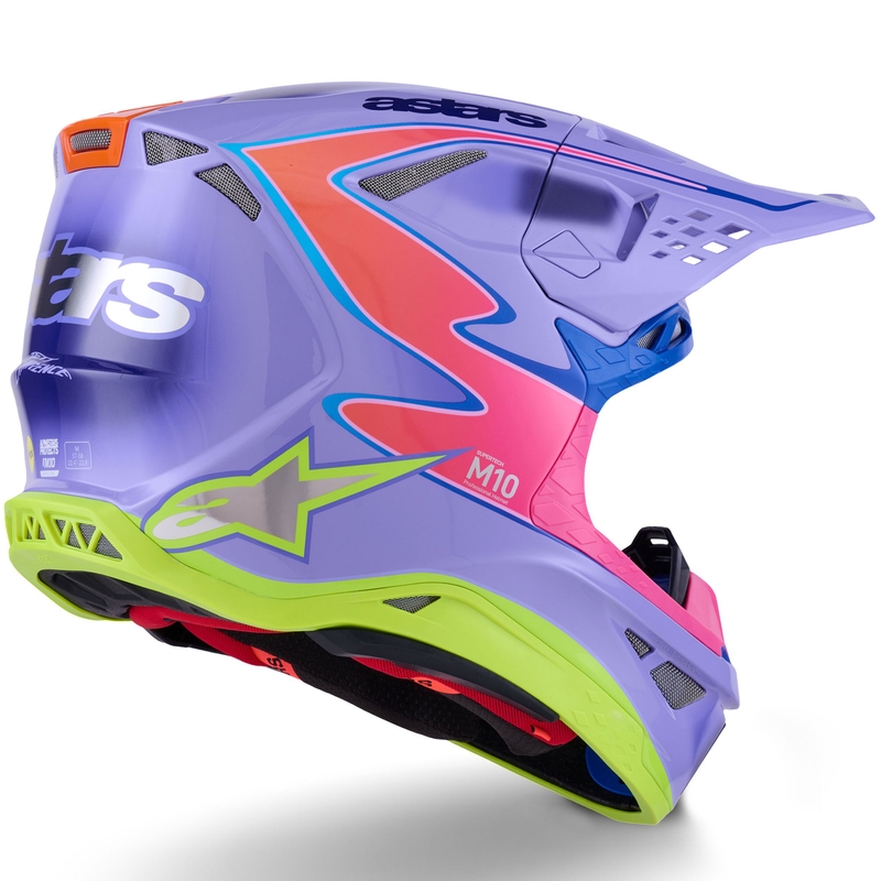 Motokrosa ķivere Alpinestars S-M10 JETT LAWRENCE R01 violeti-fluo rozā-fluo dzeltena