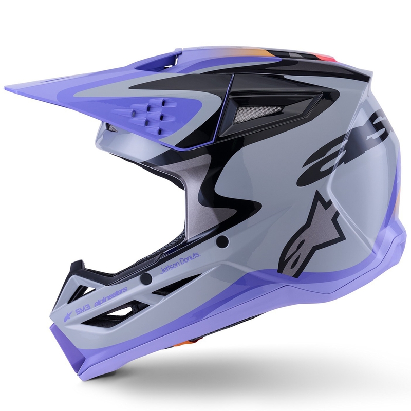 Bērnu motokrosa ķivere Alpinestars S-M3 edition JETT LAWRENCE pelēki violeti melna