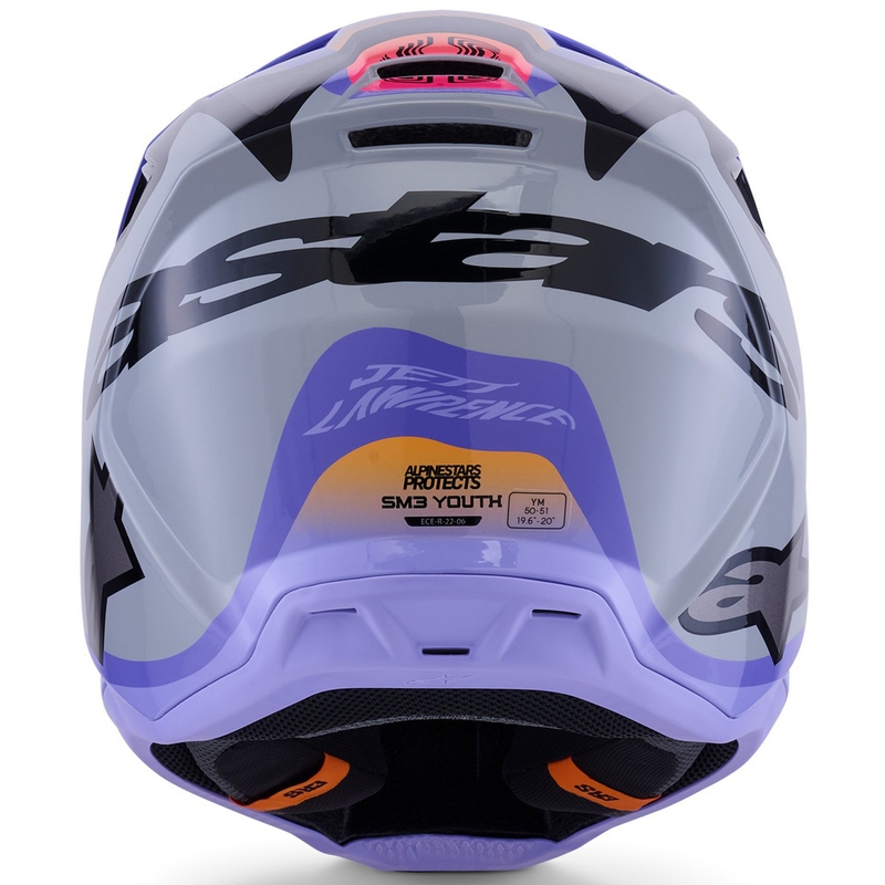 Bērnu motokrosa ķivere Alpinestars S-M3 edition JETT LAWRENCE pelēki violeti melna