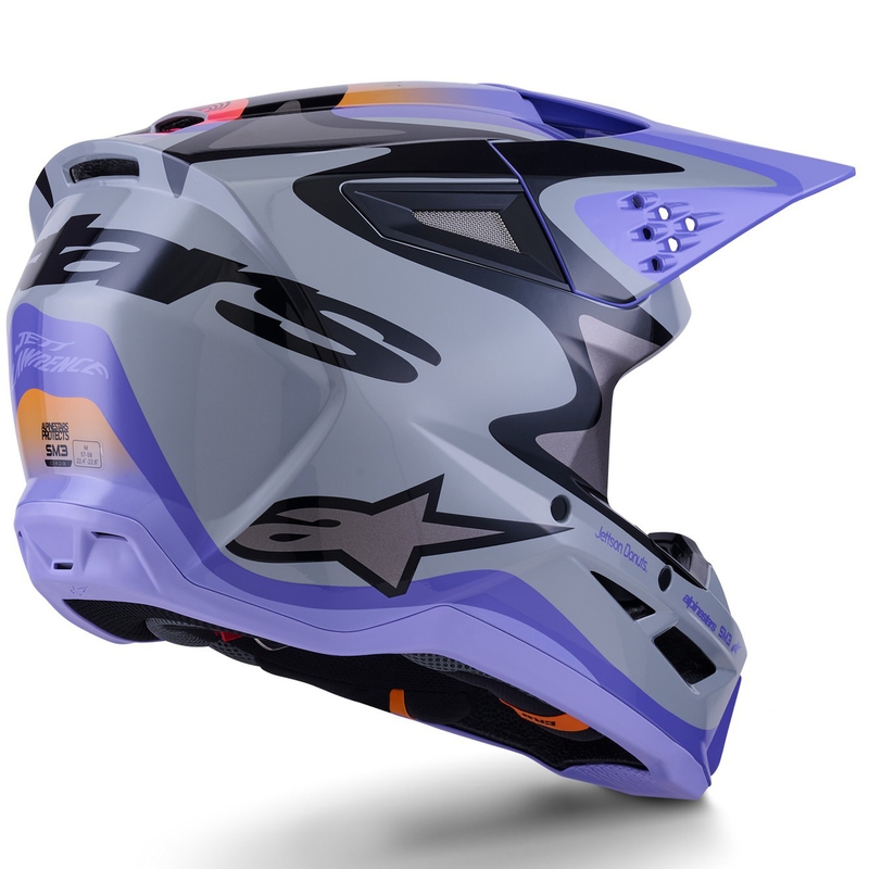 Bērnu motokrosa ķivere Alpinestars S-M3 edition JETT LAWRENCE pelēki violeti melna