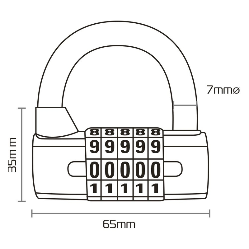 U profila Oxford 5-DIGIT slēdzene melna
