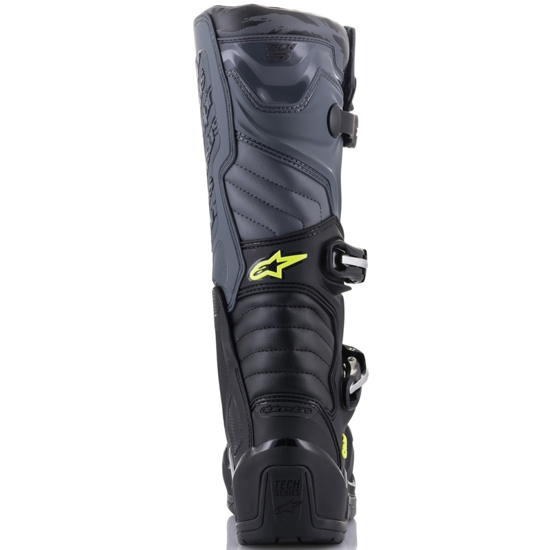 Alpinestars TECH 5 melni-pelēki-fluo dzelteni motocikla zābaki