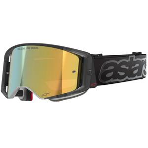 Alpinestars Supertech Vision Vista motokrosa brilles melnas ar spoguļstikliem zelta krāsā