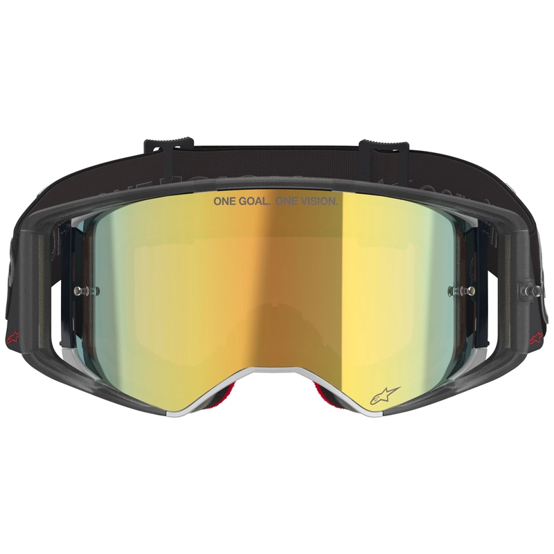 Alpinestars Supertech Vision Vista motokrosa brilles melnas ar spoguļstikliem zelta krāsā