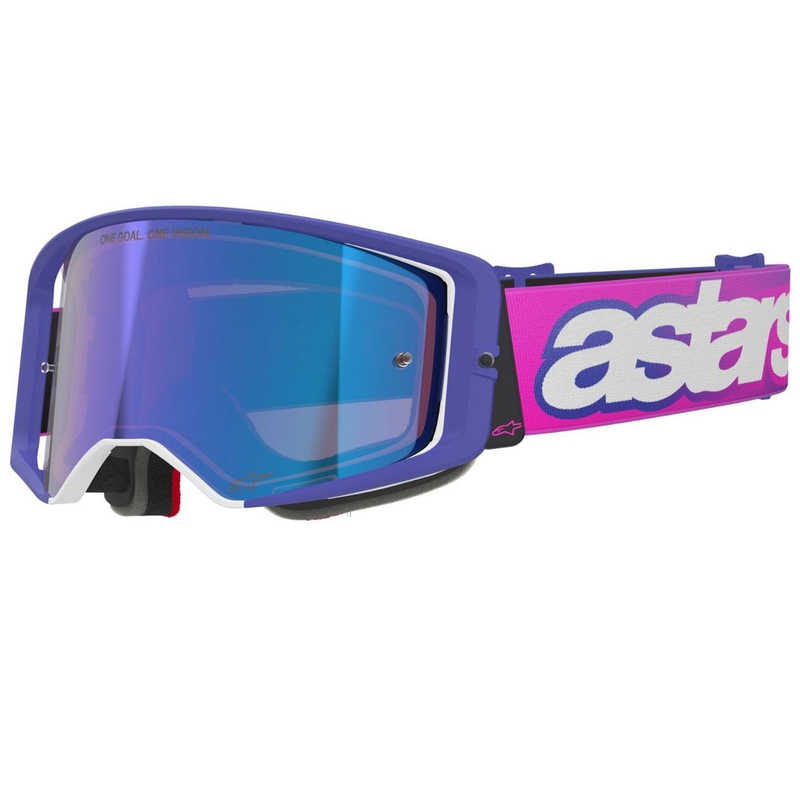 Alpinestars Supertech Vision Vista motokrosa brilles violeti rozā ar spoguļstikla zilu lēcu