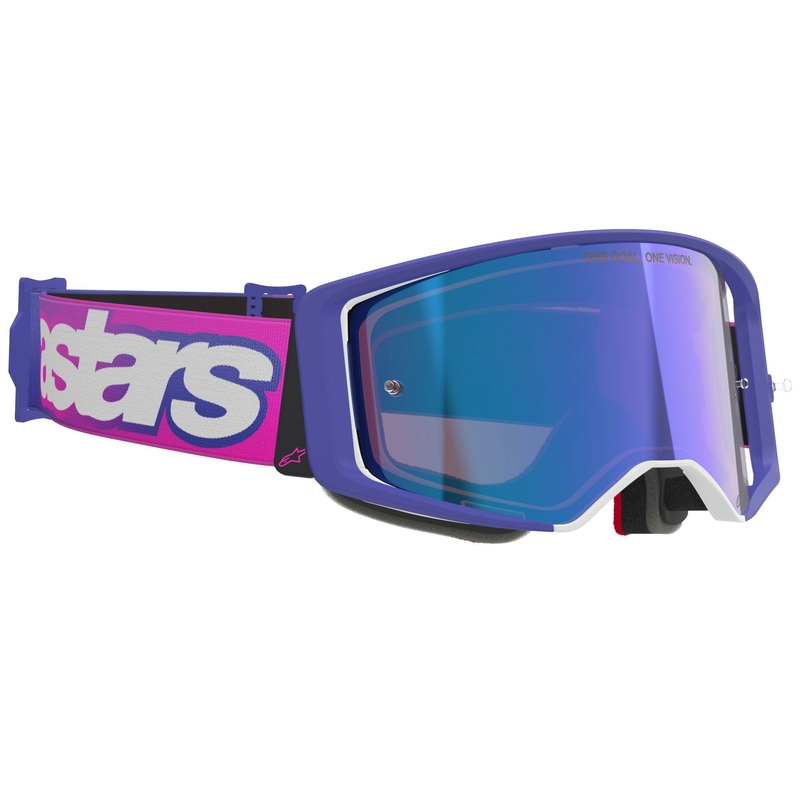 Alpinestars Supertech Vision Vista motokrosa brilles violeti rozā ar spoguļstikla zilu lēcu