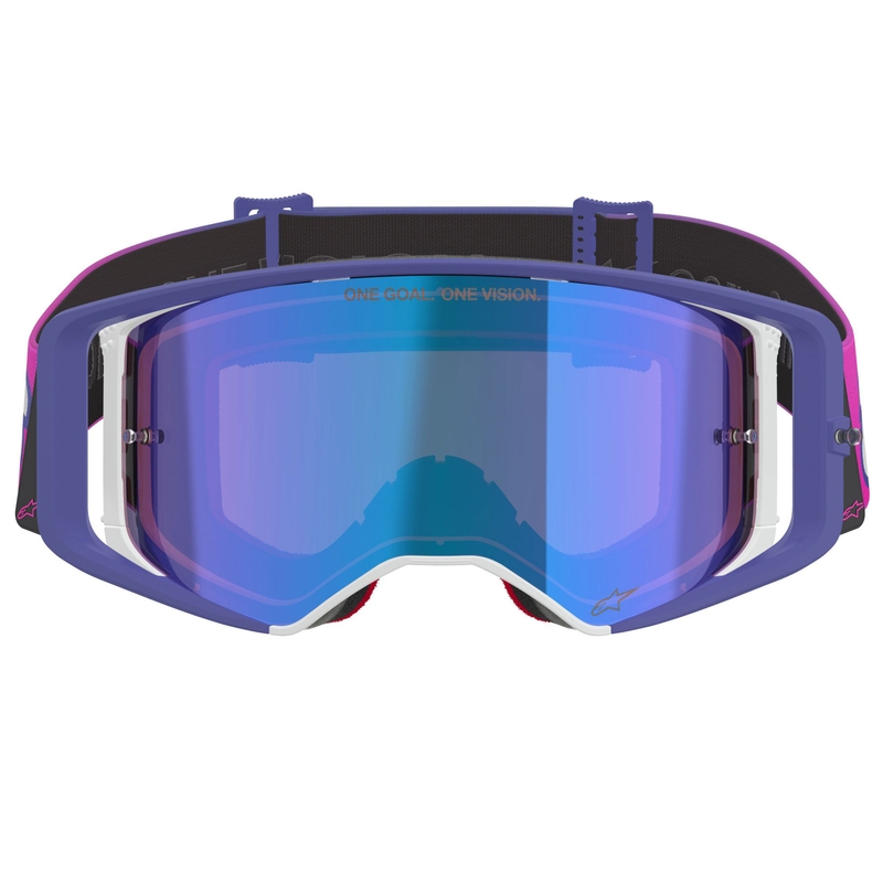 Alpinestars Supertech Vision Vista motokrosa brilles violeti rozā ar spoguļstikla zilu lēcu