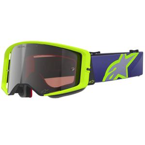 Alpinestars Supertech Vision Corp motokrosa brilles violeti dzeltenas ar spoguļstikla sudraba lēcām