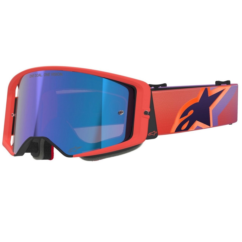 Alpinestars Supertech Vision Corp motokrosa brilles oranžas un violetas ar spoguļstikla zilu lēcu