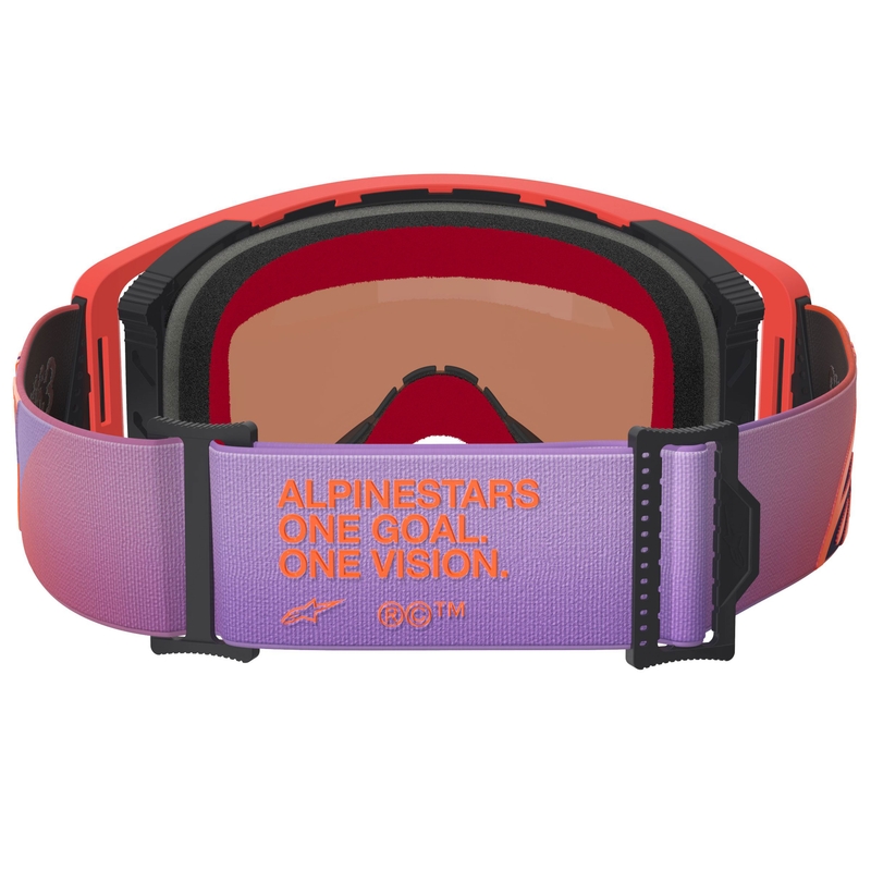 Alpinestars Supertech Vision Corp motokrosa brilles oranžas un violetas ar spoguļstikla zilu lēcu