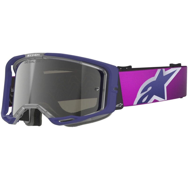 Alpinestars Vision 8 Corp motokrosa brilles violeti melnas ar sudraba spoguļstikla lēcām