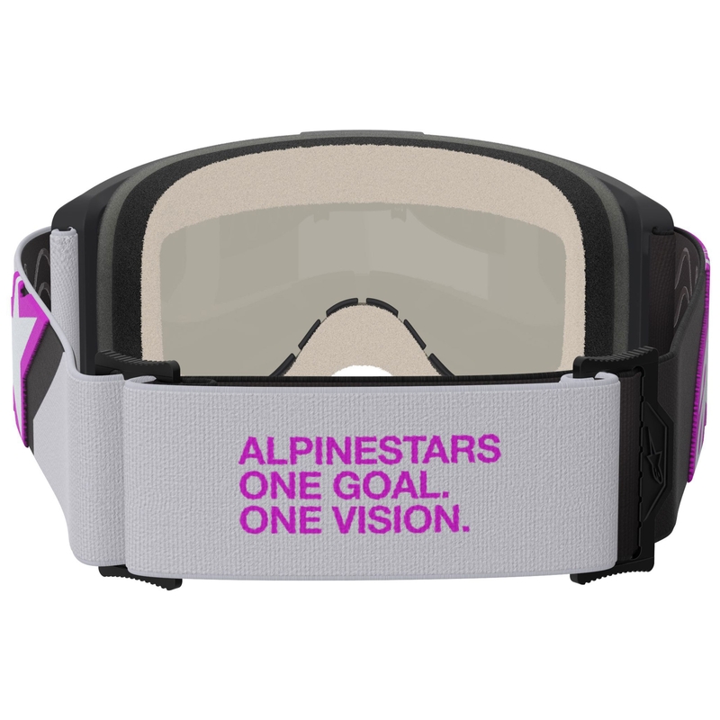 Alpinestars Vision 5 Corp motokrosa brilles melnas-pelēkas-violetas-baltas ar sudraba spoguļstikla lēcām