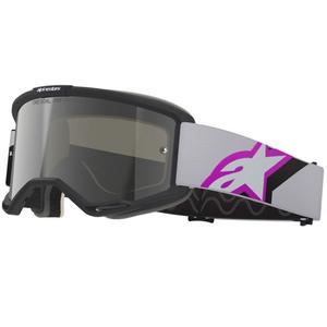 Alpinestars Vision 5 Corp motokrosa brilles melnas-pelēkas-violetas-baltas ar sudraba spoguļstikla lēcām