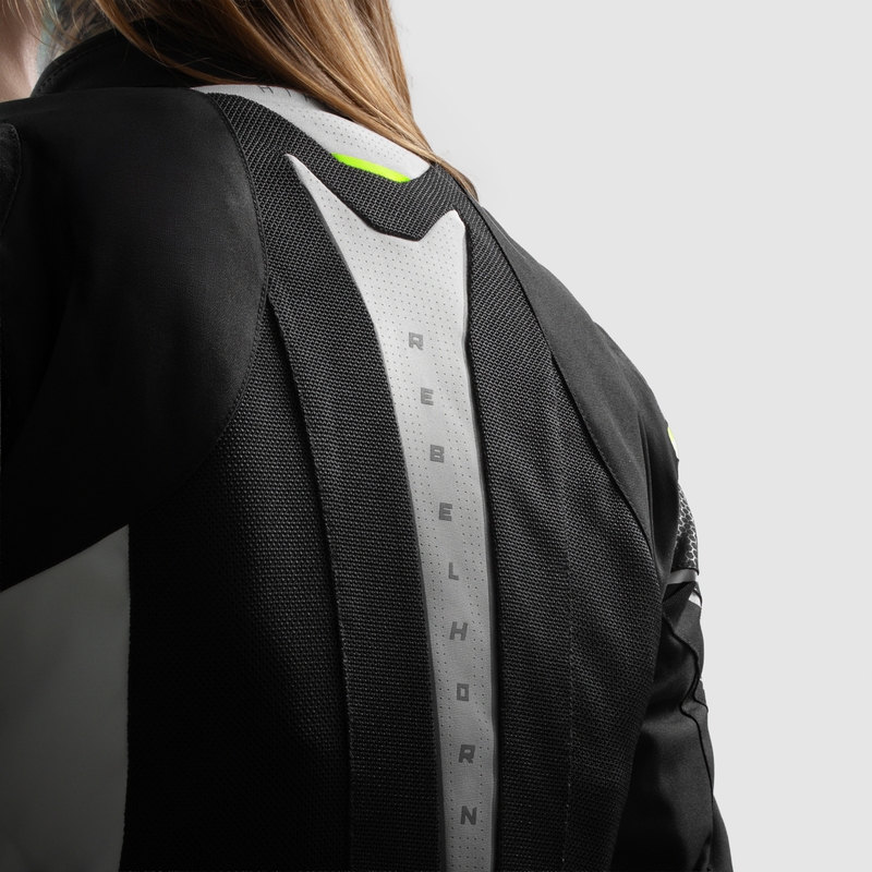 Sieviešu Rebelhorn Hiflow V Black-Gray-Fluo Yellow Motocikla jaka