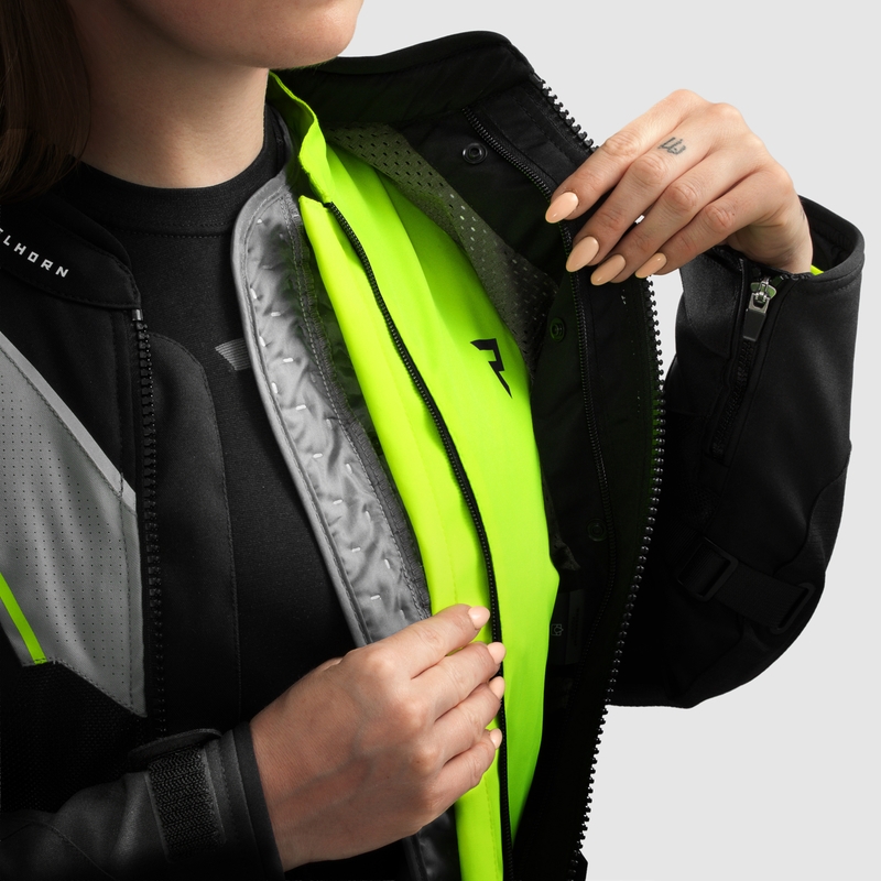 Sieviešu Rebelhorn Hiflow V Black-Gray-Fluo Yellow Motocikla jaka