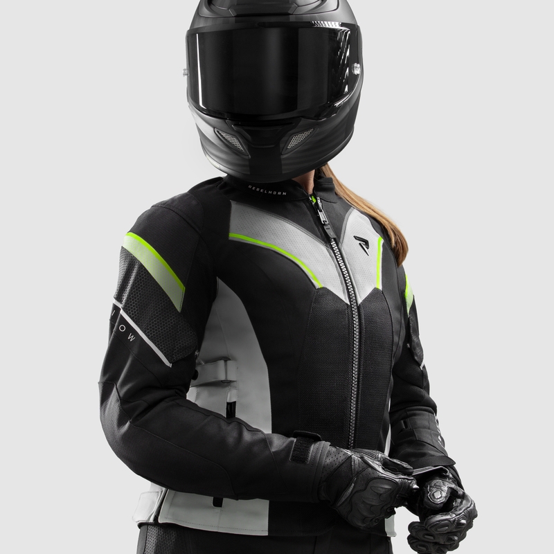 Sieviešu Rebelhorn Hiflow V Black-Gray-Fluo Yellow Motocikla jaka
